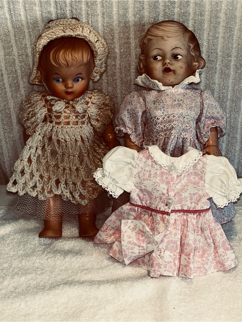 Vintage Doll Lot of 2 Sleep Eye Dolls Original Style Clothing + Extra Dress